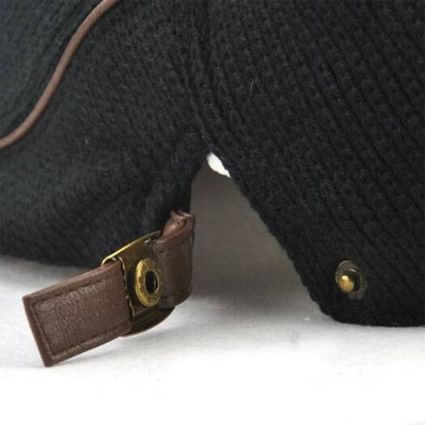 Men Casual Ancient England Knit Autumn And Winter Thick Warm Beret Black