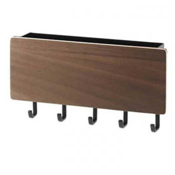 Japanese Style Wood Key Storage Wall Hook Prateleira Engredada Organizer Shelf Deep Brown Hooks & Hangers