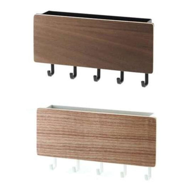 Japanese Style Wood Key Storage Wall Hook Prateleira Engredada Organizer Shelf Deep Brown Hooks & Hangers