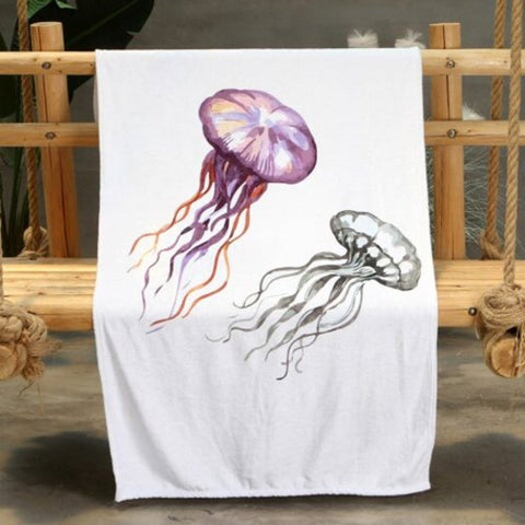 Jellyfish Parallel Pattern Double Sided Flannel Home Nap Warm Blanket Multi W27.6 X L39.4 Inch