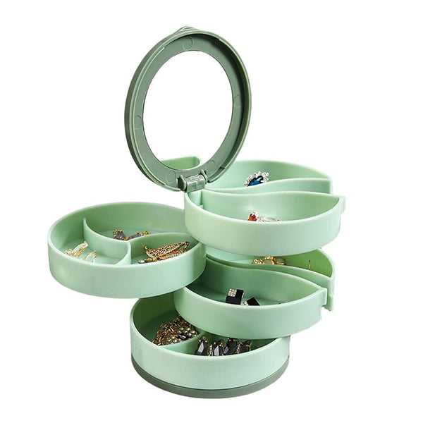 Jewelry Box Foldable Storage Rotating With Multiple Layers Elegant For Earrings Dust Free And Compact Suitable (Vegetable) Jewellery Boxes