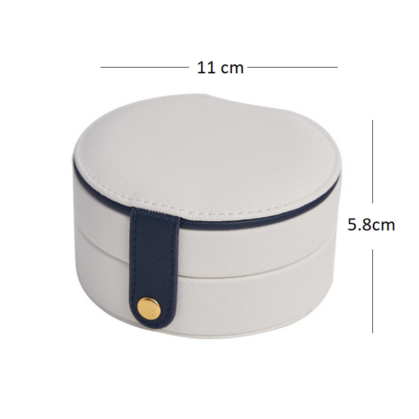 Veile Studios Portable Small Jewelry Case Travel Accessory Storage Box Organizer With Mirror For Women White Blue Jewellery Boxes