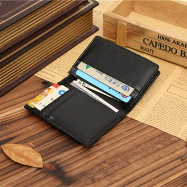 Fashion Pu Leather Men Business Card Holder Wallet Black Wallets