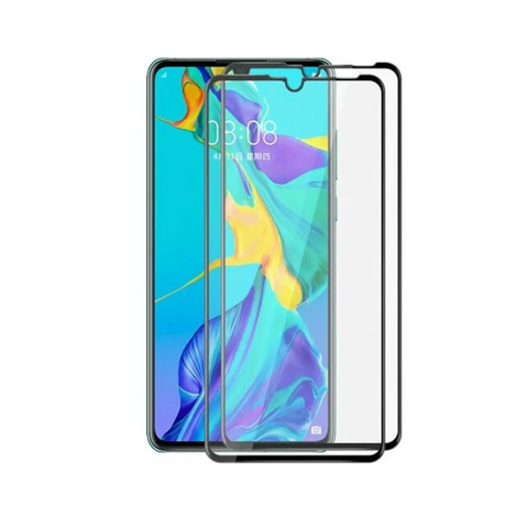 3D Full Screen Tempered Glass Protector Film For Huawei P30 Lite 2Pcs Black