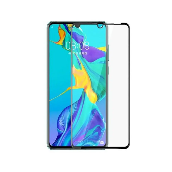 3D Full Screen Tempered Glass Protector Film For Huawei P30 Lite 2Pcs Black