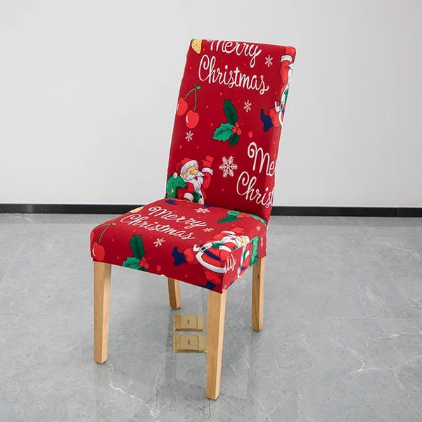 Chair Cover Red Big Cheery Santa Design Anti Dirt Elastic Material Slipcovers