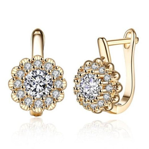 K Gold Zircon Earring Buckle Romantic Diamond Set Clip Champagne