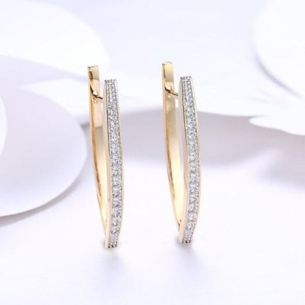 K Gold Zircon Earring Single Row Diamond Set Romantic Wind Clip Champagne