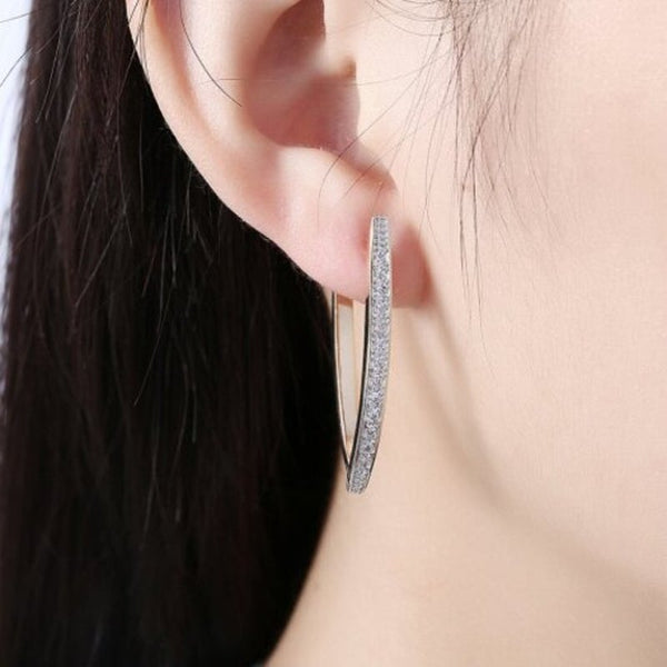 K Gold Zircon Earring Single Row Diamond Set Romantic Wind Clip Champagne