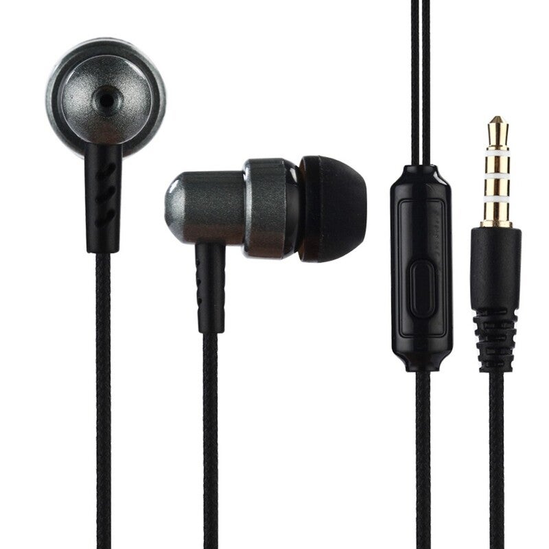 K2 3.5Mm Wired Headphones In Ear Headset Stereo Music Earphone Smart Phone Earpiece Earbuds Line Control / Microphone Gray Wired Earphones