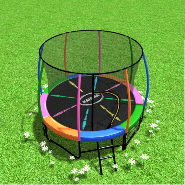 Kahuna 6Ft Trampoline Round Free Pad Cover Spring Mat Net Safety Enclosure Rainbow