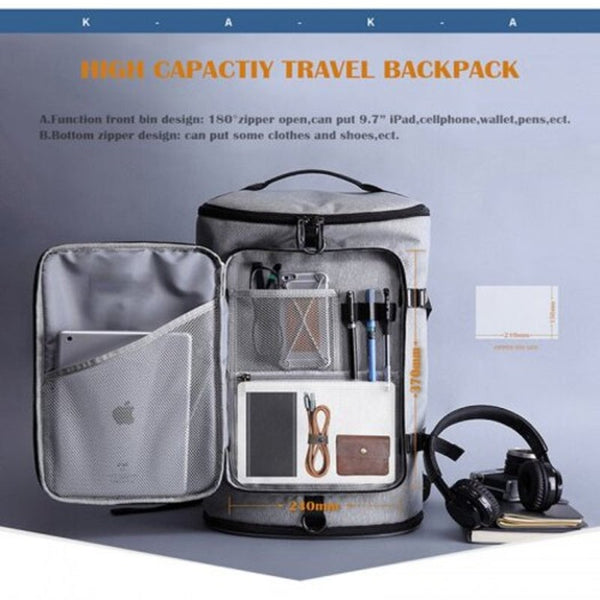 Multifunctional Travel Backpack Large Capacity Storage Teenager Waterproof Bag Black 15 Inches Backpacks