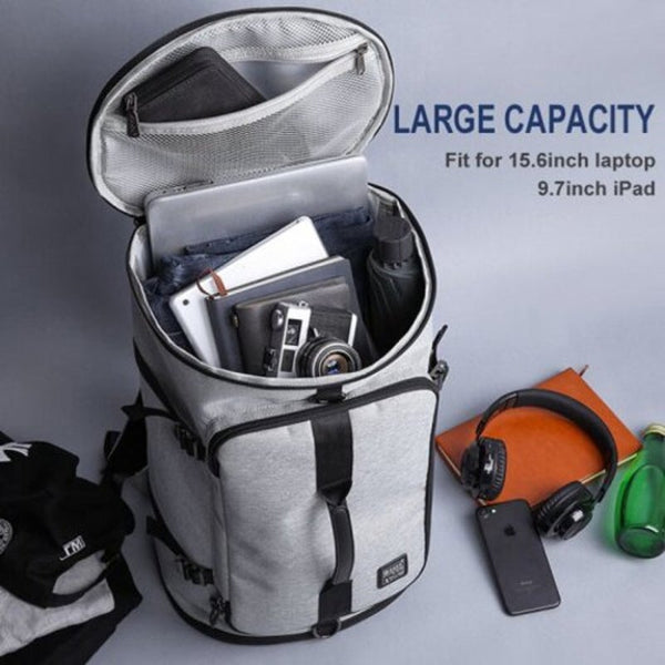 Multifunctional Travel Backpack Large Capacity Storage Teenager Waterproof Bag Black 15 Inches