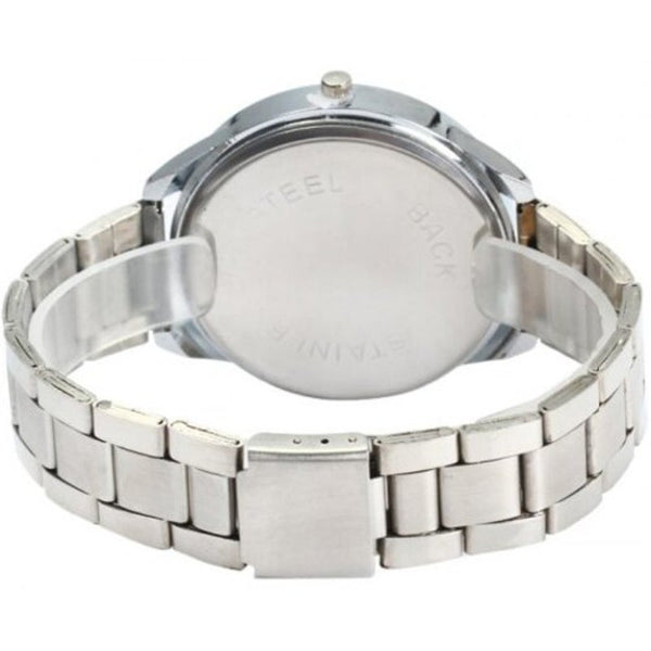 Veile Studios Male Quartz Watch With Diamond Bezel Stainless Steel Band Silver Watches
