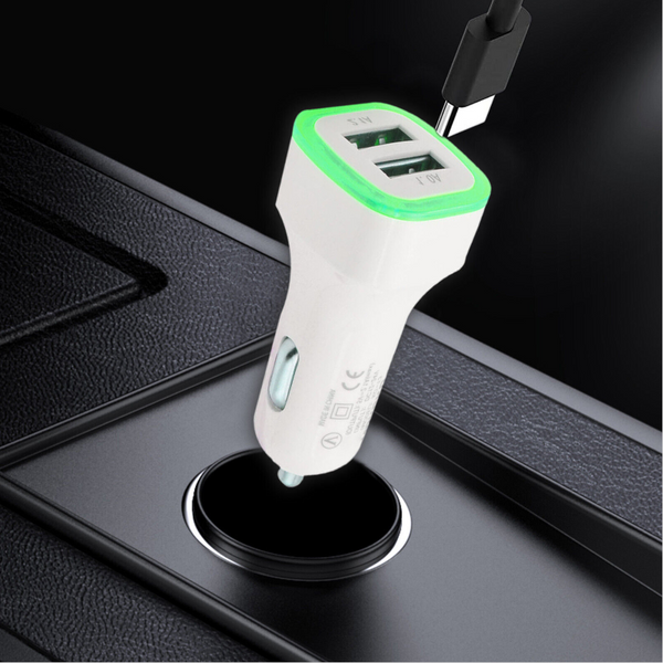 Kc04 Exquisite Square Portable Double Usb Vehicle Charger Green