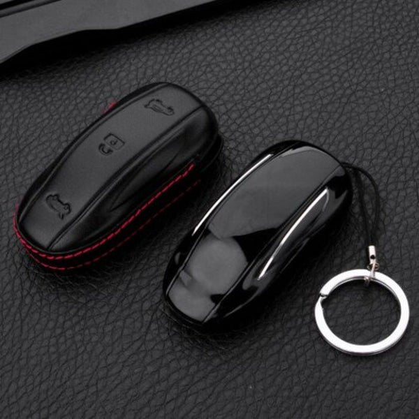 Key Leather Fob Sleeve For Tesla Model X Black