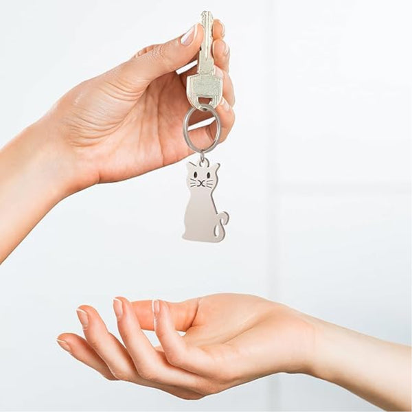 Keychain Cat Cute Perfect Gift For Lovers Friends And Best Silver Keyrings