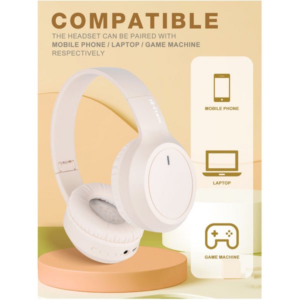 Khaki Over Ear Wireless Immersive Sound 360° Surround Sound Headphones