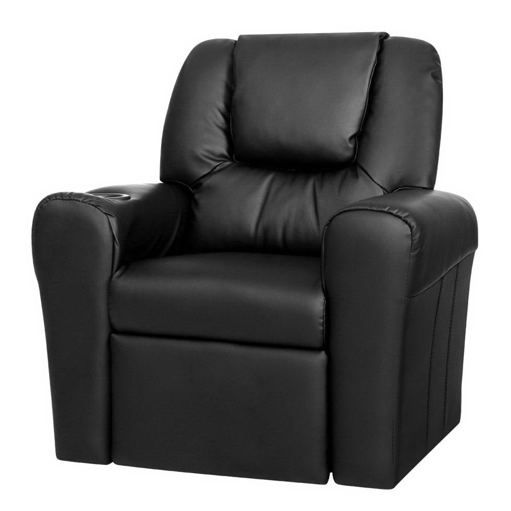 Keezi Kids Recliner Chair Black Pu Leather Sofa Lounge Couch Children Armchair Kids Sofas Armchairs