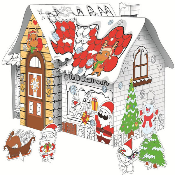 Kids Diy Doodle Cardboard Play Houses Art And Craft Set Cubby Houses