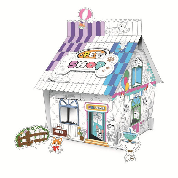 Kids Diy Doodle Cardboard Play Houses Art And Craft Set Cubby Houses