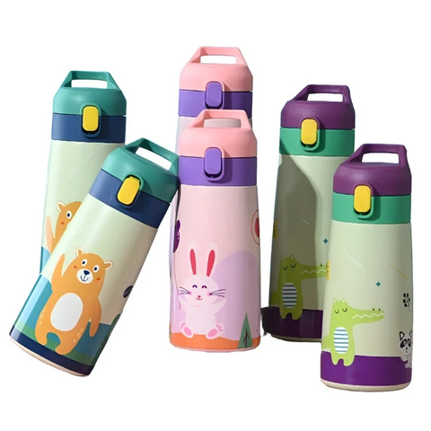 Kids Stainless Steel Straw Thermos Mug With Case Leak Proof Vacuum Flask Vacuum Flasks & Mugs