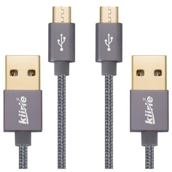 Micro Usb Cable Durable Charging Cables 2X3.3Ft With Nylon Braided And 6000 Bend Lifespan For Android Gray