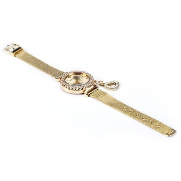 Veile Studios Lady Golden Steel Net Strap Eiffel Tower Diamond Quartz Watch Red Watches