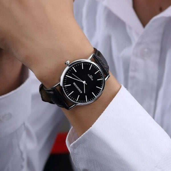 Veile Studios Kingnuos 015 Simple Two Needle Men's Waterproof Quartz Watch Black Watches