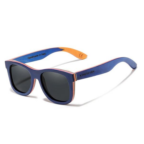 Blue Handmade Natural Wooden Sunglasses Polarized Gradient Lens
