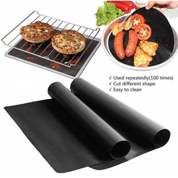 Kitchen Bbq Baking Mats 30X40cm Cooking Tool 2Pcs Black Other Bakeware & Ovenware