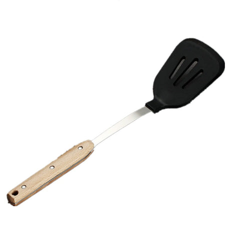 Kitchen Cooking Utensils Non Stick Silicone Spatula Turner With Wooden Handle