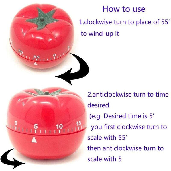 Kitchen Craft Mechanical Wind Up 60 Minutes 360 Degree Rotating Tomato Shape Cooking Timers