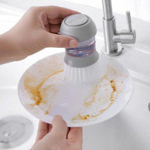 Kitchen Non Stick Oil Decontamination Wash Pot Brush Automatic Liquid Artifact Cup Pressurized Dishwashing Gray Cloud
