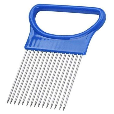 Choppers Slicers Kitchen Onion Vegetables Cutting Aid Holder Guide Slicing Cutter Safe Fork Blue Peelers & Slicers