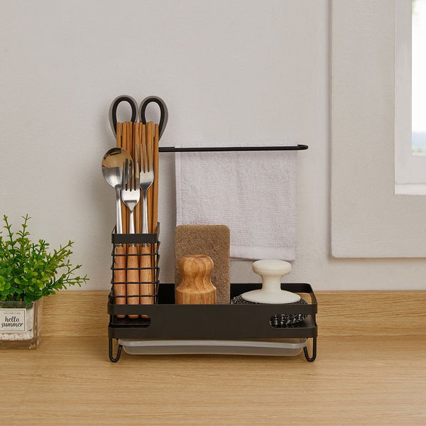 Kitchen Sink Storage Rack With Drain Pan Sponge Cleaning Cloth Holder Organizer Sink Organisers