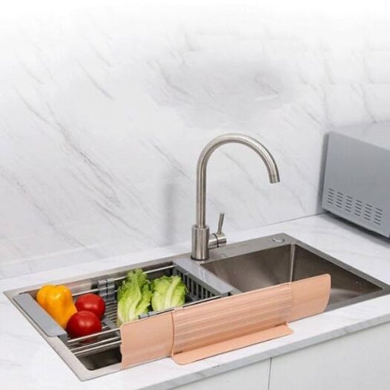 Kitchen Sink Vegetables Dishes Washing Water Splash Guard Retractable Universal Splashproof Baffle Deep Peach Kitchen Bench Mats