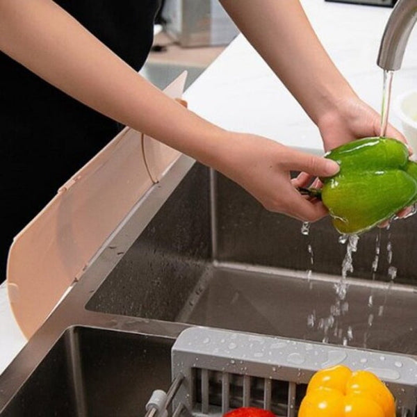 Kitchen Sink Vegetables Dishes Washing Water Splash Guard Retractable Universal Splashproof Baffle Deep Peach Kitchen Bench Mats