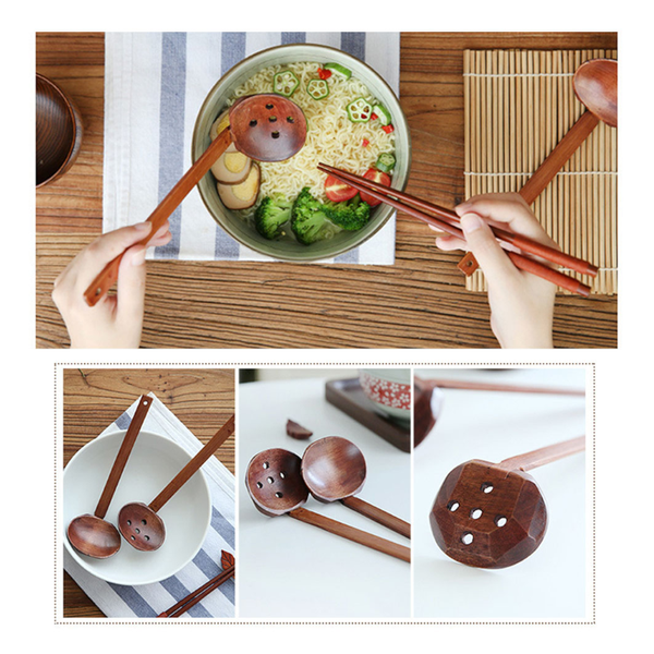 Kitchen Cooking Durable Spoon Japanese Style Long Handle Pot Colander Tableware Ramen Filter Soup Ladle Cooking Utensils