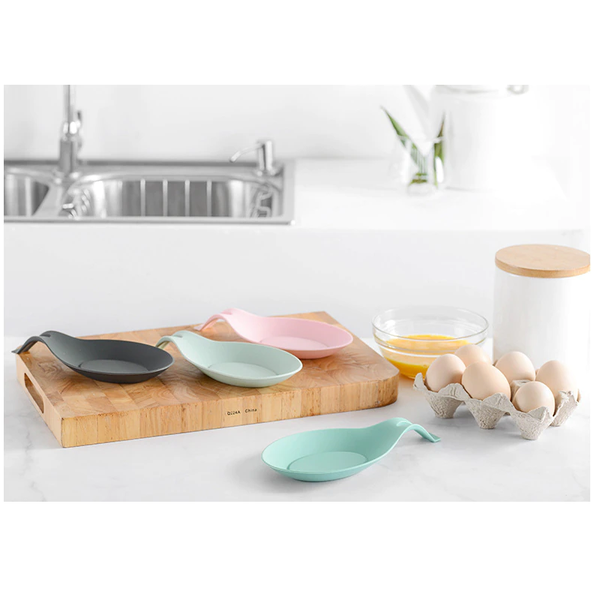 Kitchen Silicone Spoon Rest Almond Shaped Holder Cooking Utensils