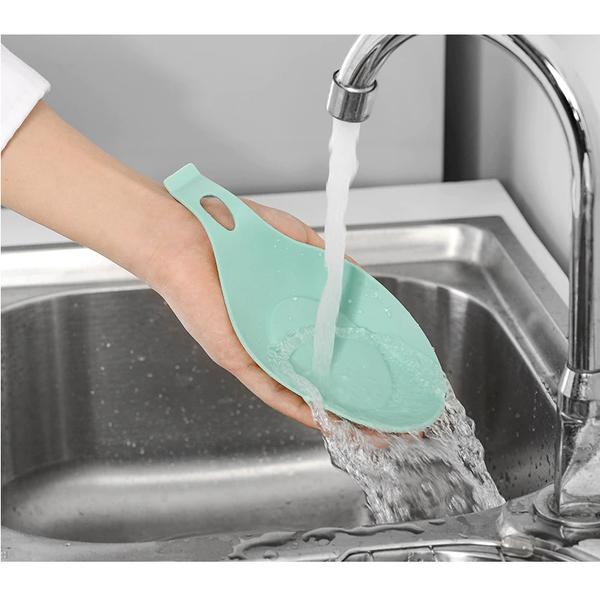 Kitchen Silicone Spoon Rest Almond Shaped Holder Cooking Utensils