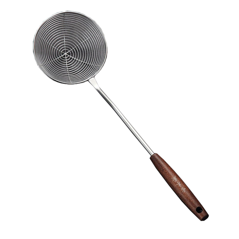 Stainless Steel Strainer Colander With Long Wooden Handle Kitchen Accessories