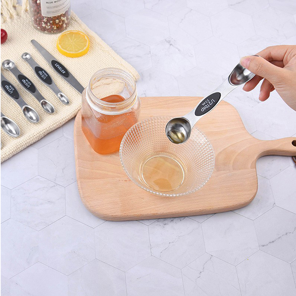 Kitchen Stainless Steel Mag Netic Suction Double Head Measuring Spoon 8 Set Measuring Cups Jugs & Spoons