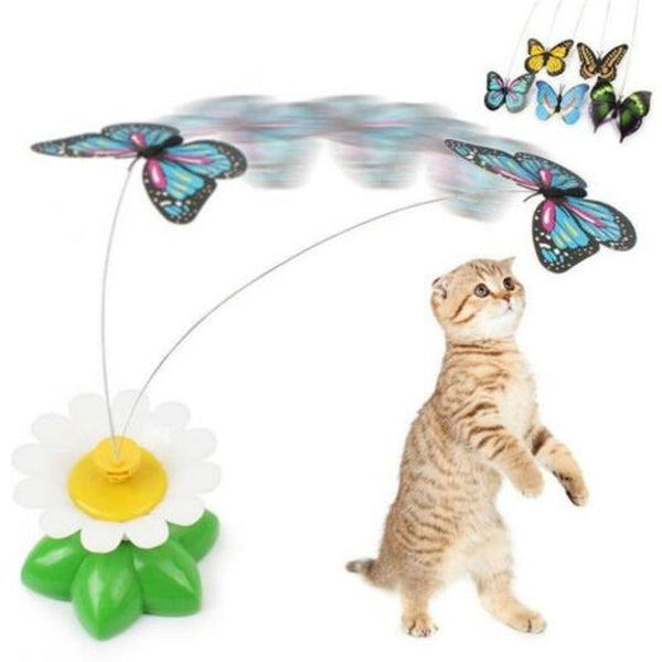 Kitten Electric Rotating Butterfly Bird Rod Wire Cat Toy Pattern Random Green