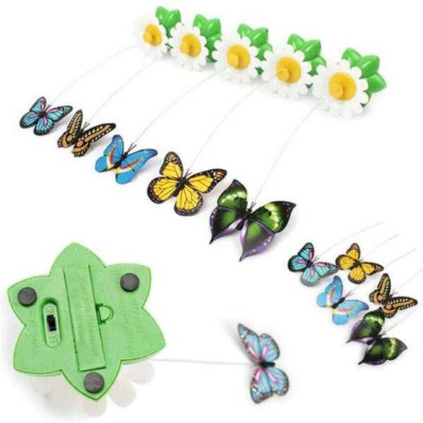 Kitten Electric Rotating Butterfly Bird Rod Wire Cat Toy Pattern Random Green Cat Toys