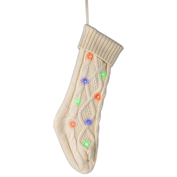 Knitted Christmas Stockings With Led Light Xmas Home Decoration