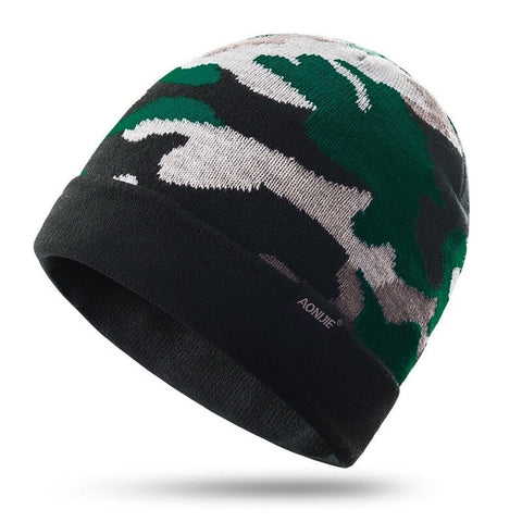 Knitted Sports Windproof Running Beanie Hat Green