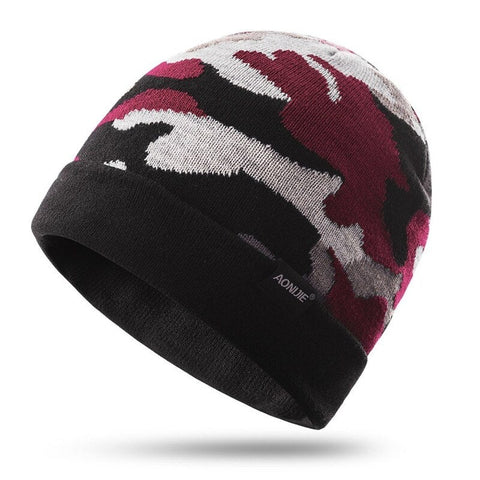 Knitted Sports Windproof Running Beanie Hat Red