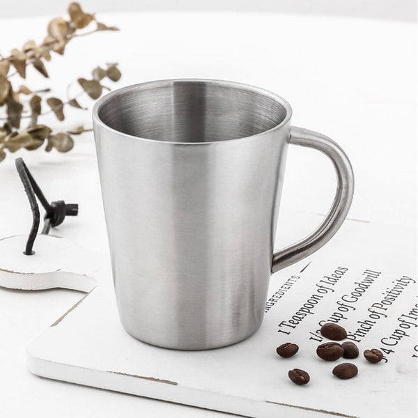 Korean Stainless Steel Double Layer Appliance Tea Coffee Cup Household Dining Shatter Resistant 4 Colors Cups Mugs