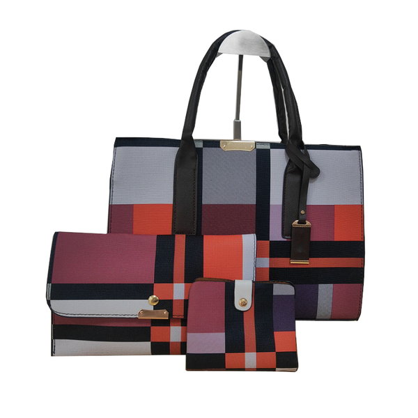 Korean Style Plaid Three Piece Messenger Bag Polyester Pu Urban Simplicity Women's Bags & Handbags